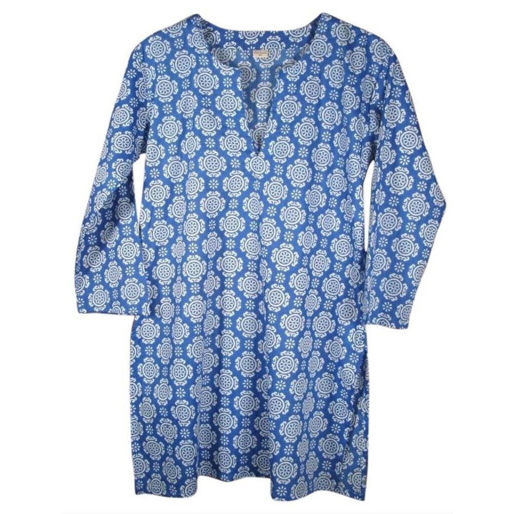 Tory Burch Style Print Cotton Tunic, Blue